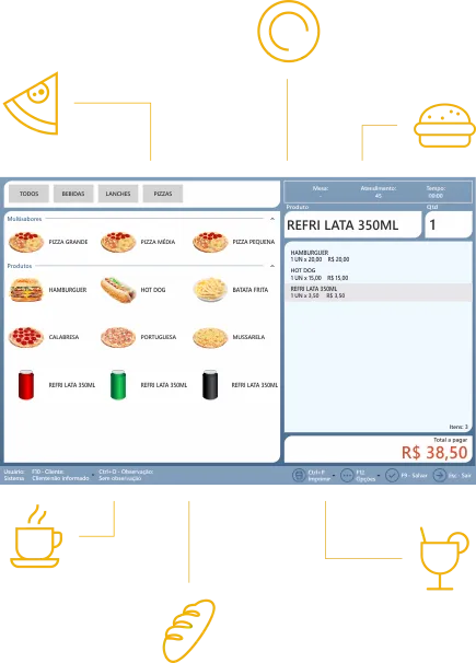PDV para bares e restaurantes — tela do Sistema ERP Completo
